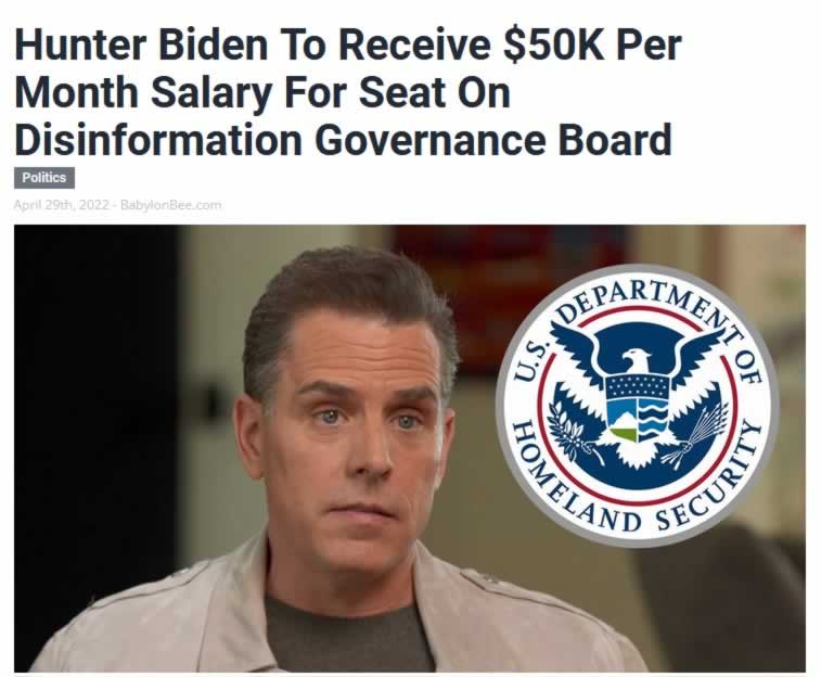 Hunter Biden To Receive $50K Per Month Salary For Seat On Disinformation Governance Board